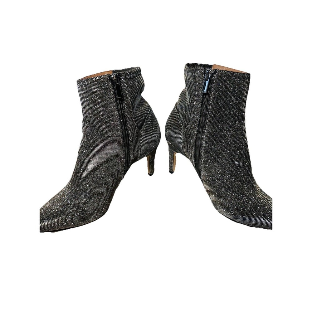 Eloquii silver platinum bling sparkly glitter Chelsea Ankle boots size 9 WIDE - Picture 5 of 15